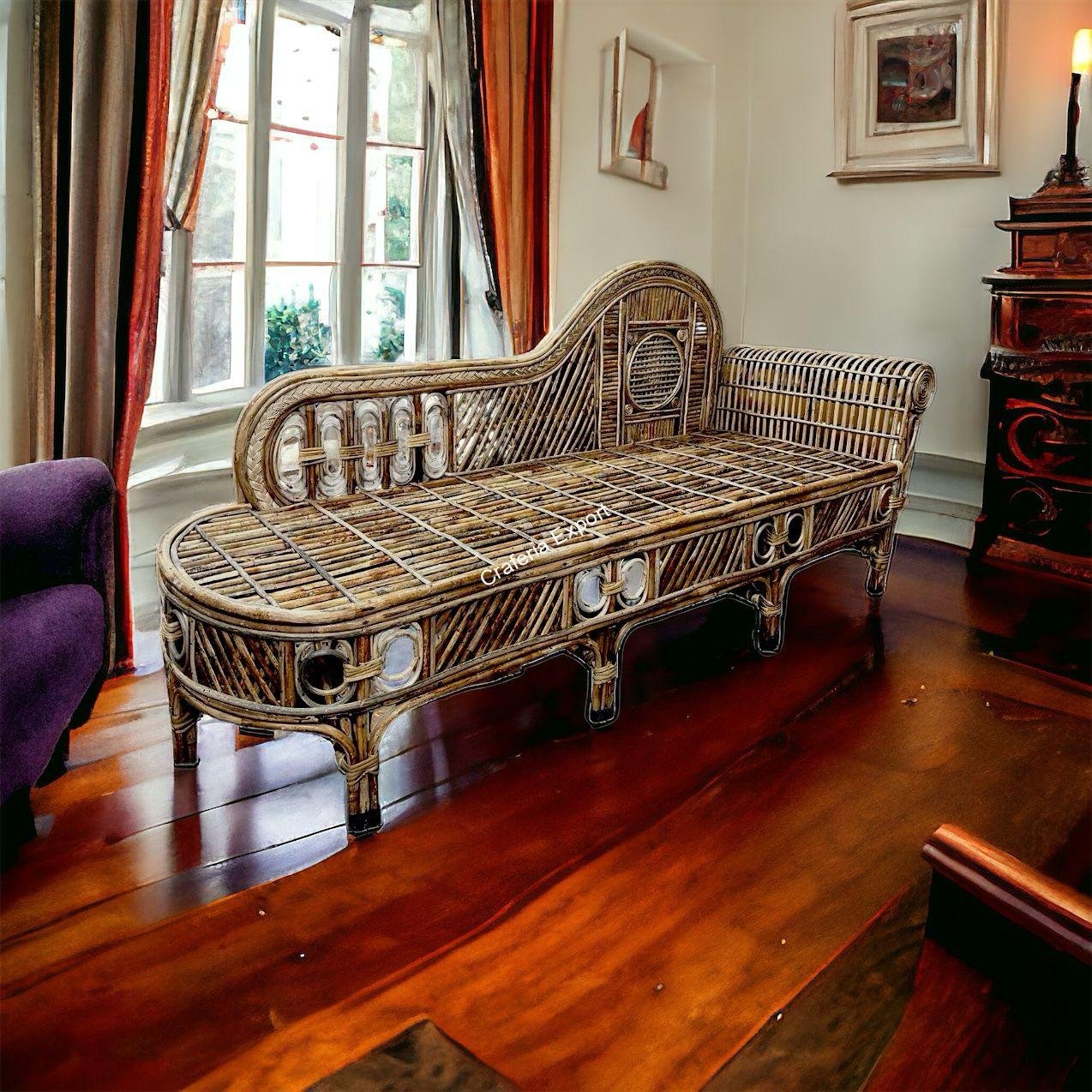 Cane Bamboo Couch Three Seater Sofa | Cane Diwan Sofa Setter for Office /Cafe/ Living room - Image 3