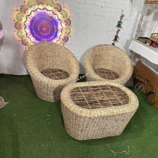 Bamboo Cane Apple Sofa Chairs with Table Set | Rattan Sofa Chair Furniture
