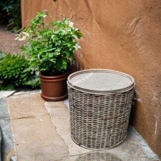 Round Rattan Cane Sitting Stool/Side Table /Ottoman Stool for balcony/ garden/home and decor