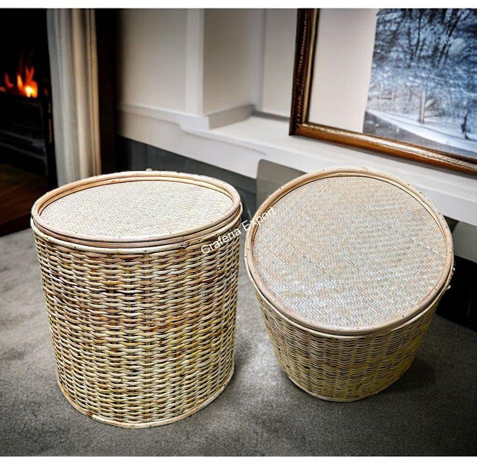 Round Rattan Cane Sitting Stool/Side Table /Ottoman Stool for balcony/ garden/home and decor - Image 5