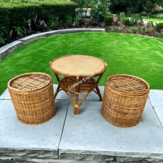 Round Coffee Rattan Table Stools/ Cane Sitting stools with table