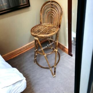 Rattan Cane Bar Chair with Backrest/ Bamboo Bar stool for Home/ Restaurants / Cafe/Hotels