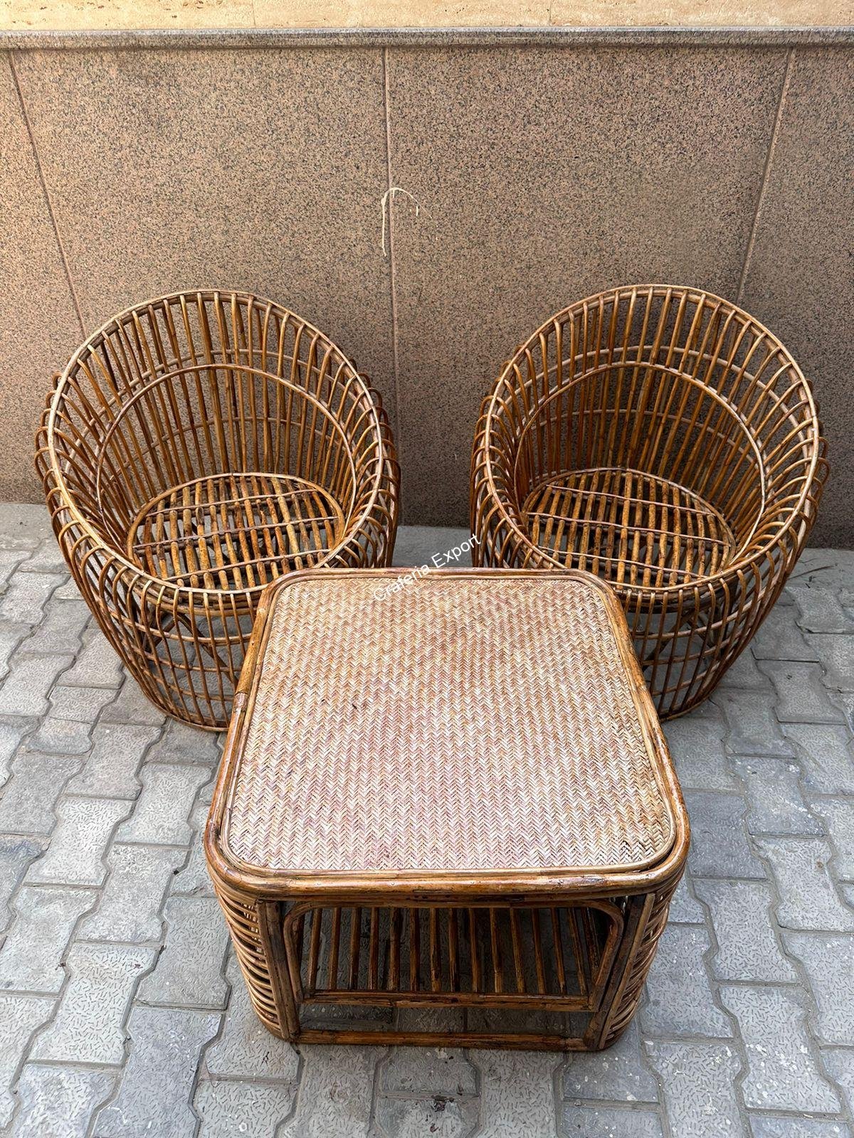 Bamboo Cane Chairs Table | Dinning Set Furniture Outdoor Indoor | Rattan Chair - Image 4