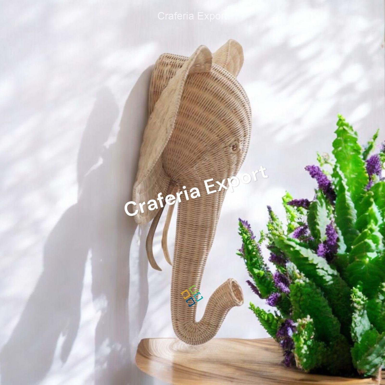 Wicker Elephant Head | Elephant Kids Room| Rattan Animal Head for Wall Decor - Image 5