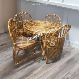 Cane Dining Table with Chair Set /4 Seater Cane Dining table chair Set/ Indoor/Outdoor Furniture set