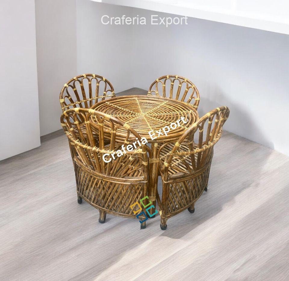 Cane Dining Table with Chair Set /4 Seater Cane Dining table chair Set/ Indoor/Outdoor Furniture set - Image 4