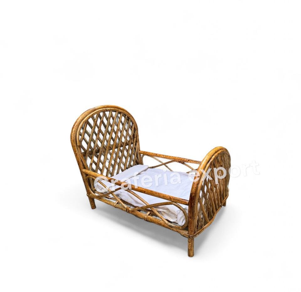 Newborn Baby Bed for Photography Prop, Infant Girl Photoshoot Props, Cane Bamboo doll Bed - Image 4