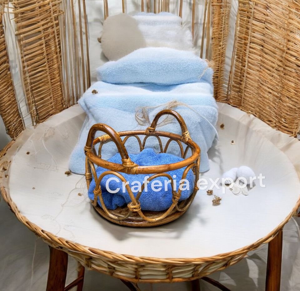 Newborn Photography Basket Cane Rattan Basket/Bed for Baby Photoshoot /Sitter Photography Props