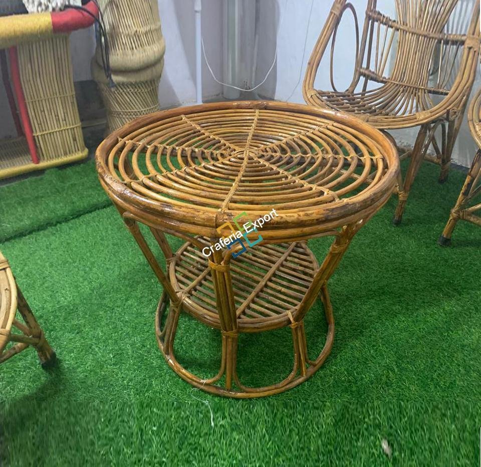 Cane Wood Round Table | Coffee, Tea, Snacks Table | Wooden Side Table for Living Rooms Hotels, Resorts Use - Image 2