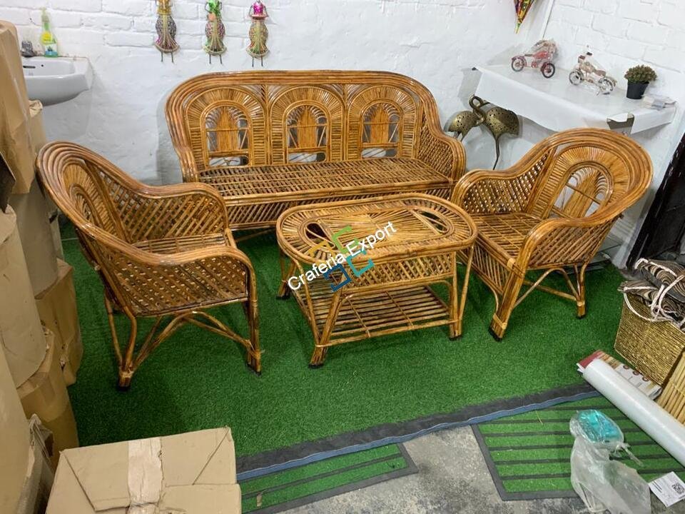 Cane Rattan Wicker Sofa Set Furniture For Living Room - Image 3