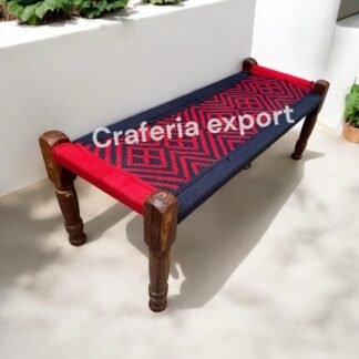 Small Tradtional Charpai khatiya Wooden Bench | 2 sitter with detachable Legs for garden /Living room, party/hotel/restaurant/home decoration