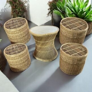 Cane Bunai Coffee Table Stool For Restaurant Cafe Use | Bamboo Muda stools for indoor outdoor /balcony cafe stools