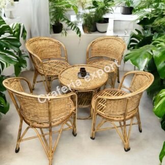 Cane Wicker Outdoor Chair And Table Furniture Set / Dining chair table set for Indoor Outdoor / Living Room / Garden / Balcony / Cafe Hotel / Restaurants