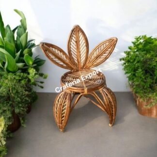 Handmade Lotus Leaf Style Rattan Wicker Chair Floral Design Elegant Bamboo Seat
