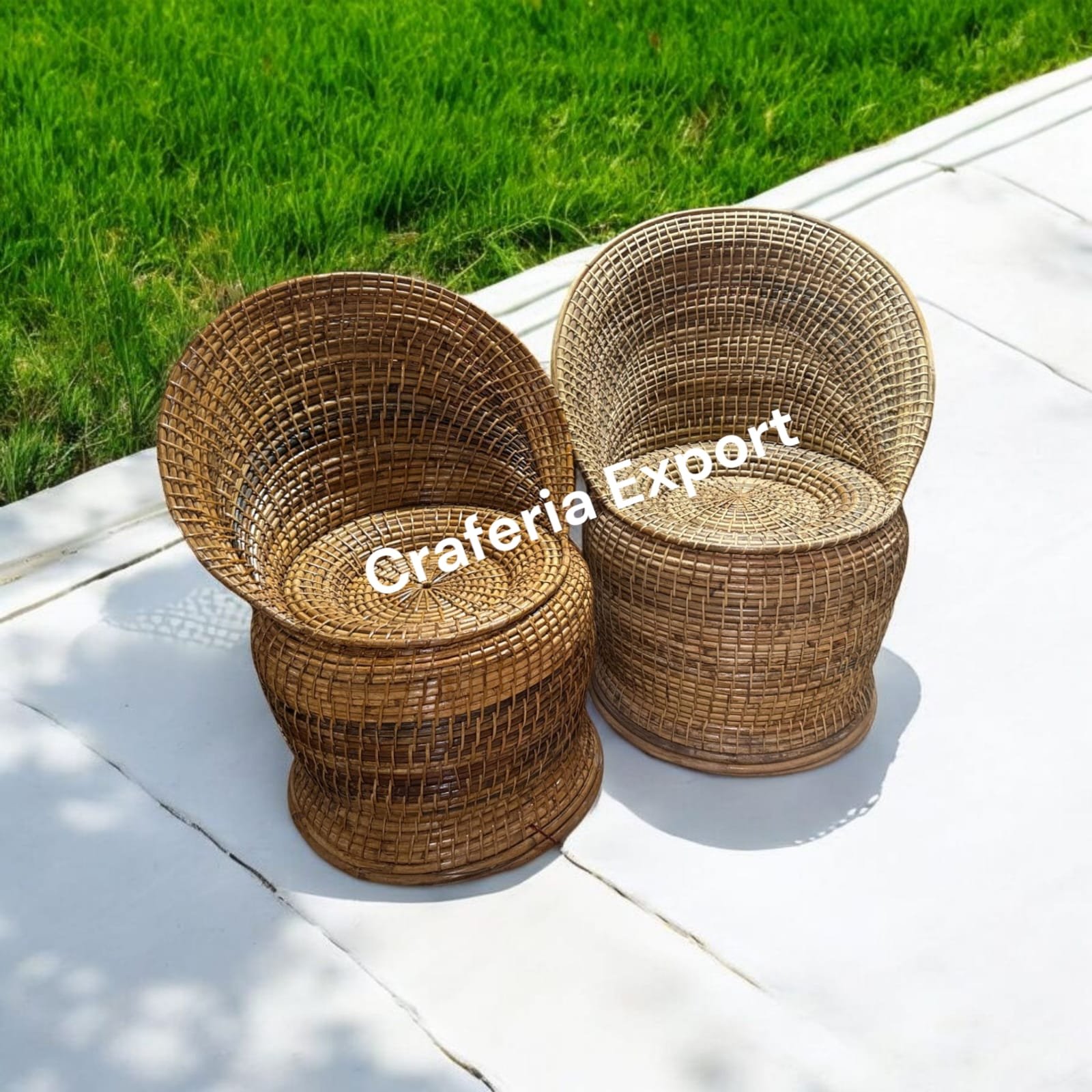 Cane Rattan Bunai Chairs Stool set | Bamboo Bunai Chair stools outdoor indoor / Living room / Balcony / Office, Garden, Resort - Image 5