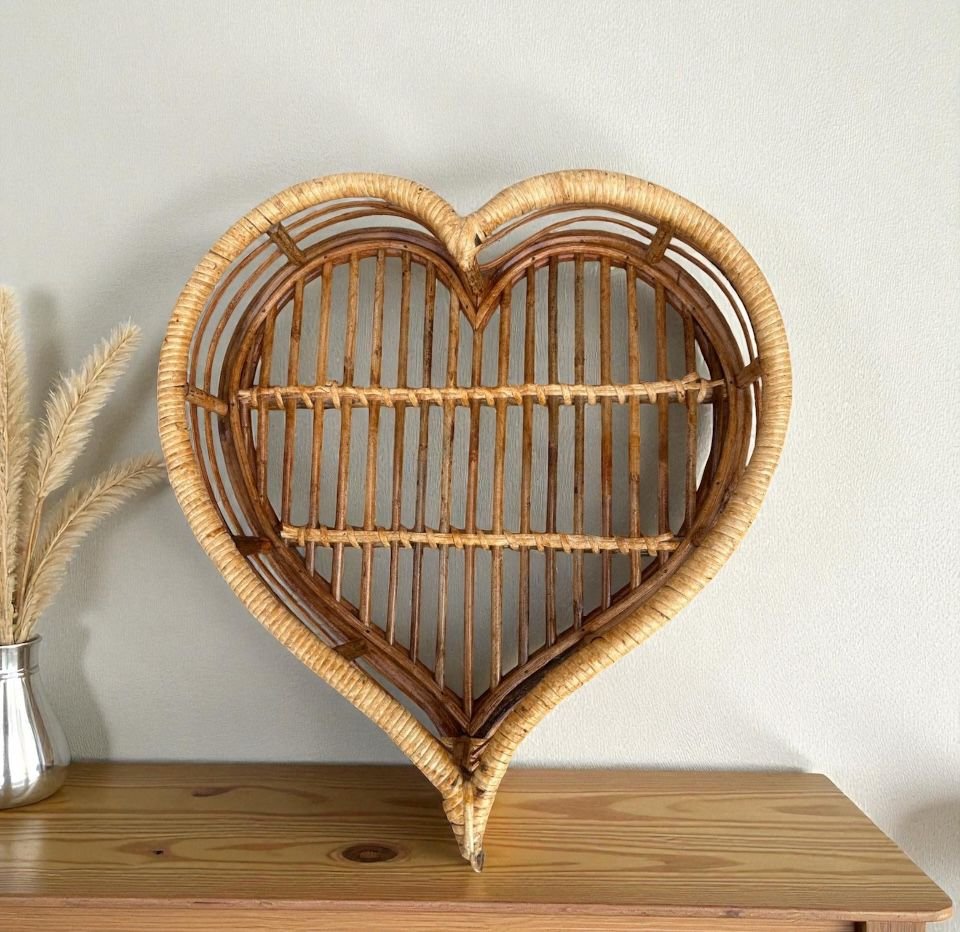 Cane Heart Shaped Posing Basket for Newborns,Sitter For Baby Photography,Photoshoot - Image 4